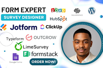 create jotform, outgrow, typeform, surveys, questionnaires and online form