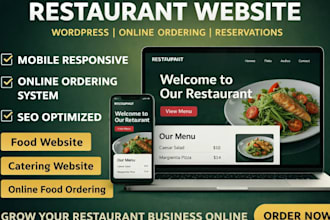 build a modern restaurant, cafe, bakery website with online food ordering