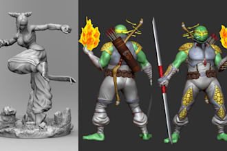 sculpt stylized 3d character realistic 3d statue model for game or animation