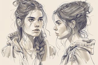 draw line art and sketch illustration in digital art