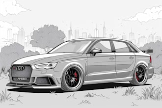 make car illustration line art