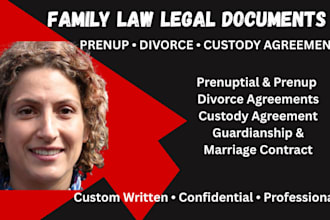 do marriage contract, prenuptial, postnuptial and custody legal agreements