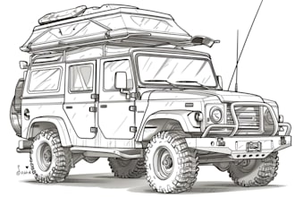 draw an outline, line art of your vehicle