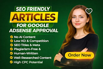 write 30 unique SEO articles for google adsense approval