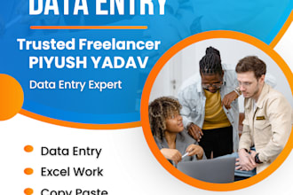 do data entry, typing work, copy paste and excel data entry