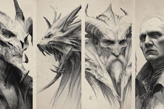 illustrate handmade horror monsters and characters