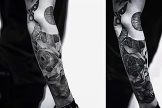 create sleeve tattoo design in geometric style