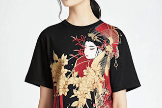 do a japanese t shirt illustration