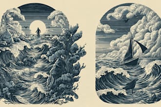 draw linocut illustration for tshirt design