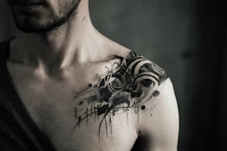 custom an abstract black tattoo design