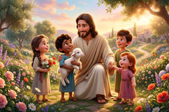create bible themed illustration christian children story book illustration