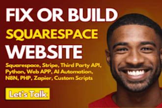 design, redesign squarespace website, api integration, fix and automation