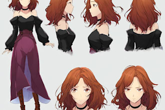 draw cute anime chibi art character design for pfp, sticker, and sheets
