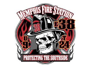design high quality fire fighter mascot logo with t shirt design