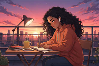 draw lofi anime character illustration cozy lofi girl art aesthetic digital art