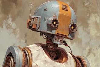 create a futuristic robot character illustration