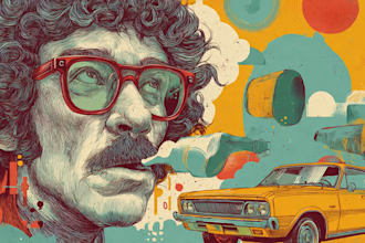 make illustration in distressed retro and pop art style