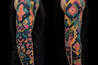 create a unique geometric sleeve tattoo design