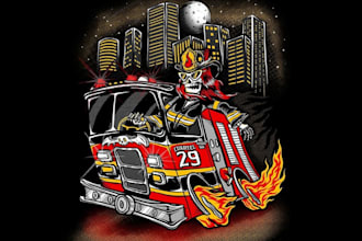 design high quality fire fighter mascot logo with t shirt design