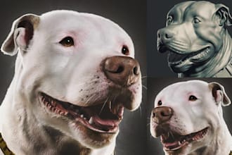 create lifelike 3d dog model pet sculpt animal replica bust fbx stl for 3d print