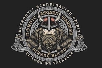design high quality viking mascot logo with t shirt design