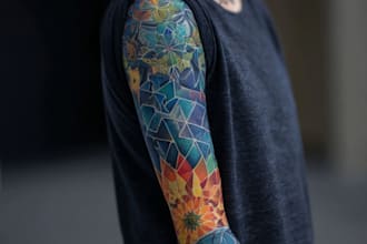 design your geometric sleeve tattoo with precision and soul