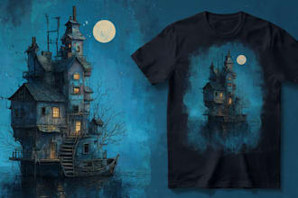 draw a custom dark surrealism for apparel
