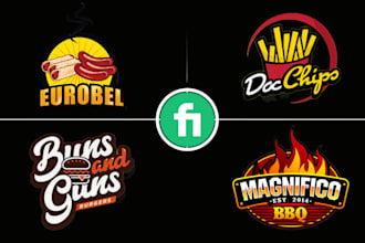 design retro mascot pizza, bbq, logo for food business