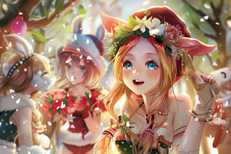 draw kawaii anime illustration, vtuber fanarts for spring gift
