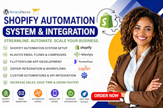 shopify automation system klaviyo email flows flutterflow app zapier integration