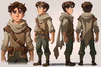 make 2d character design and character sheet