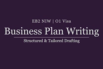 write a professional business plan for eb2 niw or o1 visa