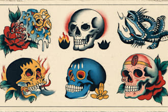 design custom old school traditional tattoo artwork