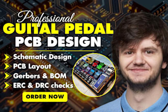 design custom pcb layout pcb design schematic and audio pcb for guitar pedal diy