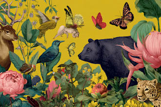 draw an animal and botanical illustration