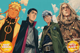 draw you in any anime style naruto, dragon ball z, one piece, disney and more