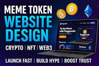 design cryptocurrency website, xrp,nft,ico landing page, meme coin token website