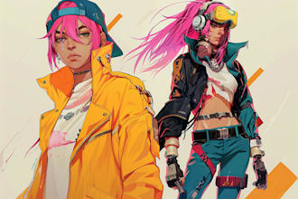 design anime character , cyberpunk character