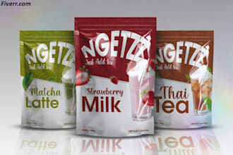 do product packaging design, product label design, box, bottle, and pouch desig