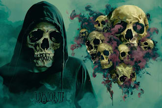 create dark art, horror or skull artworks illustration