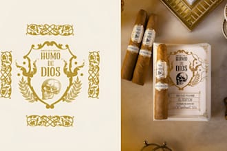 create luxury vintage cigar band and cigar ring design