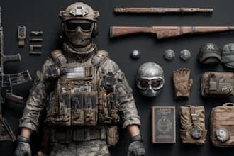 draw tactical, warrior ,or military themed illustrations