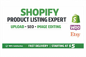 upload SEO shopify product listing, edit image optimize woo commerce esty store