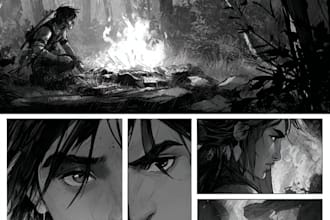 comic book page illustration, graphics novel art