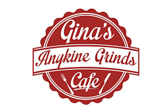 create a fun necessary logo for ginas grinds cafe