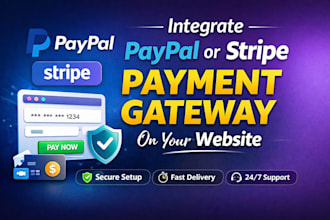 integrate stripe, paypal or any payment methods in website