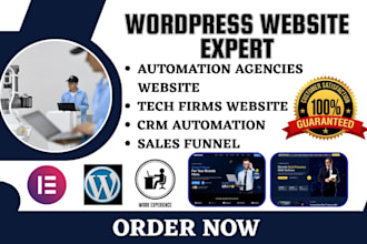 design wordpress website for automation agencies tech firms with funnels and CRM