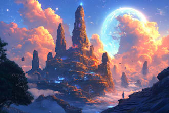 do fantasy background and landscape