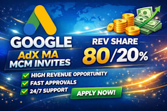 provide google adx mcm invites with high revenue share