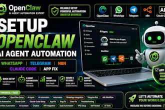 setup openclaw ai agent automation, whatsapp, telegram, n8n, claude code app fix